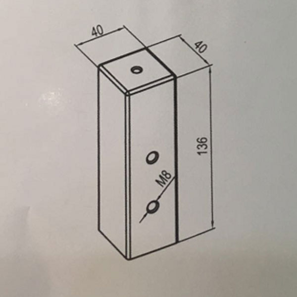 立柱方形上座 管座結構圖